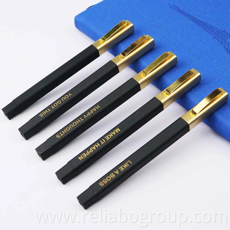 High quality luxury gold clip rubber square hotel ball pen with custom logo